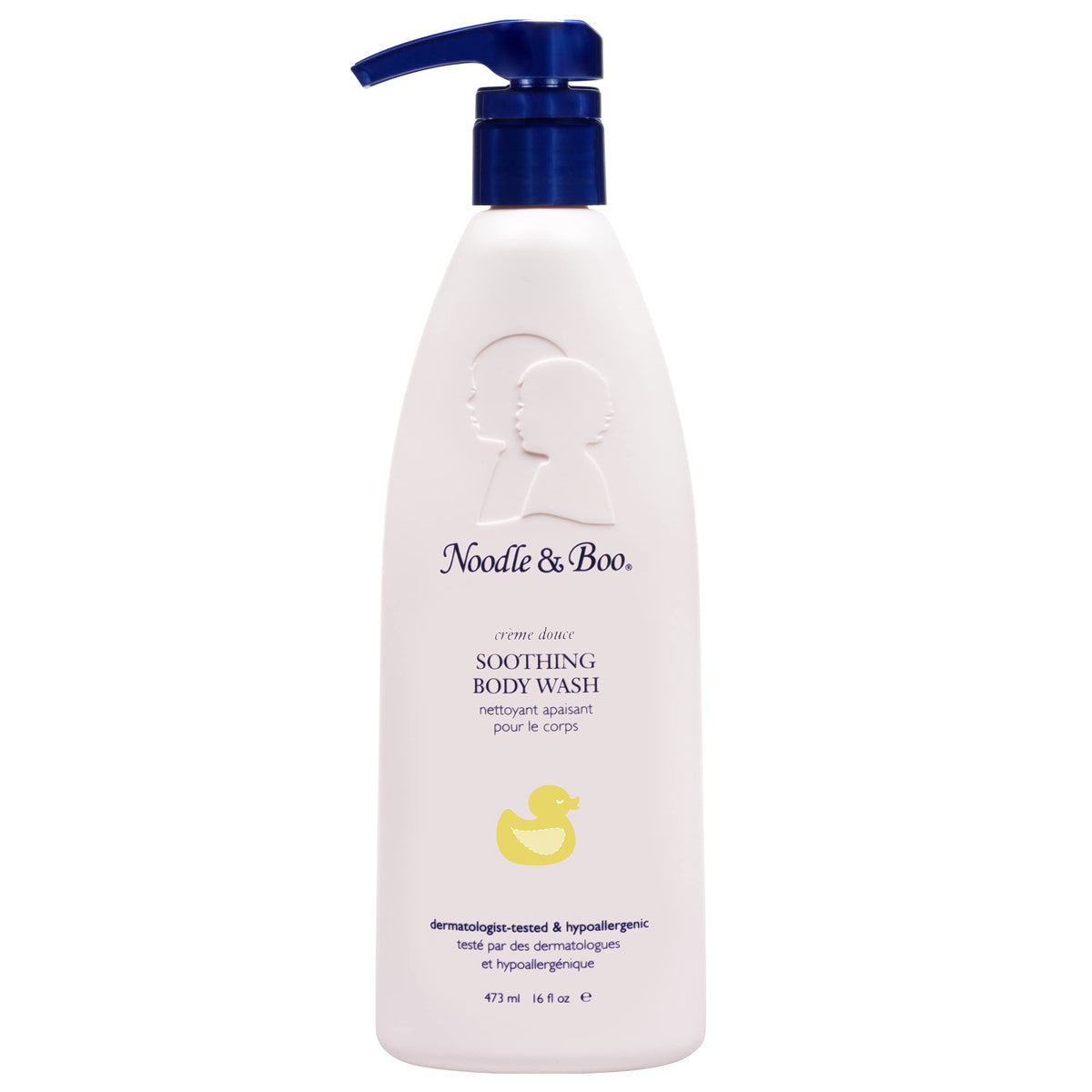 Noodle & Boo front bottle view showing label and gentle baby-care benefits