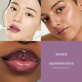 NOONI Appleblacktea texture swirl revealing glossy, non-sticky finish and nourishing oils