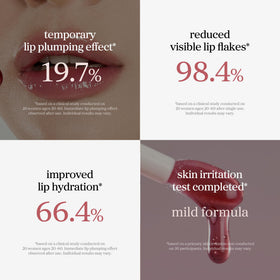 NOONI lip swatch on model showing natural cranberry-apple tint and shine
