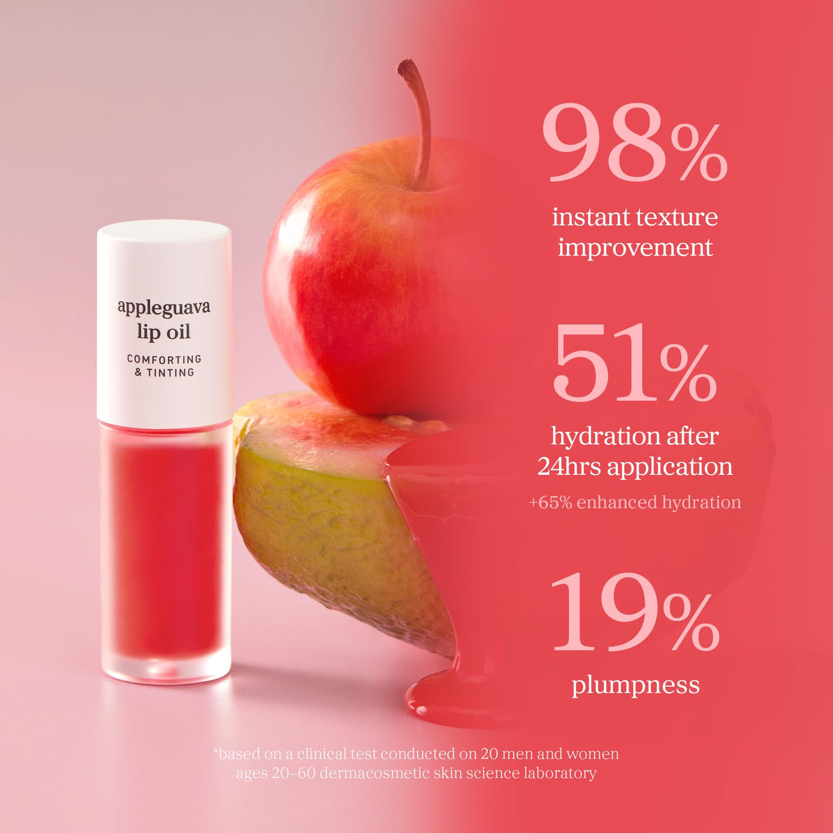 NOONI Appleguava lip swatch showing natural tint and shine