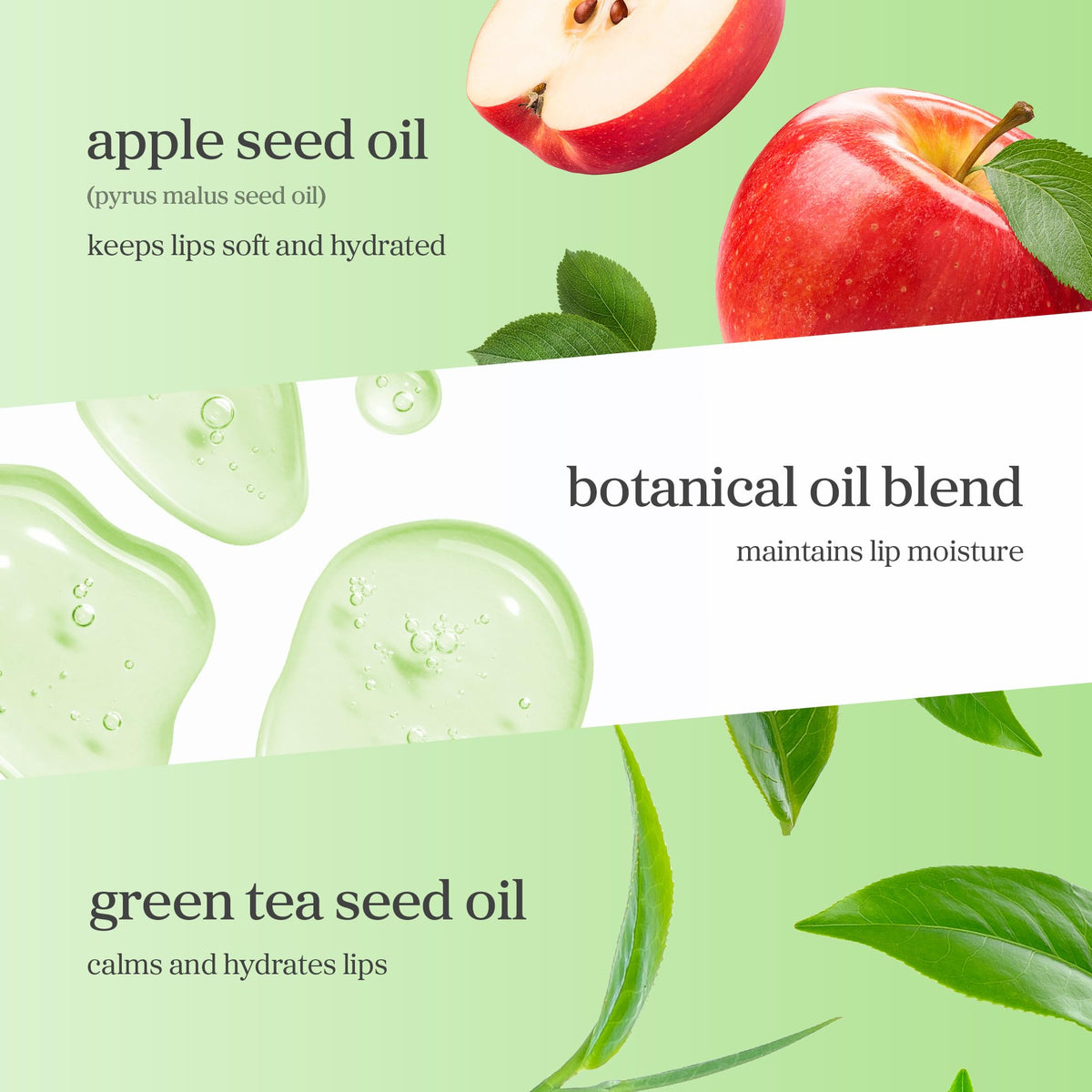 NOONI apple seed and raspberry ingredients emphasizing nourishing benefits