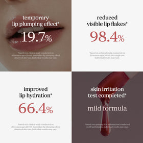 NOONI lip swatch on model showing natural tint and plumping effect