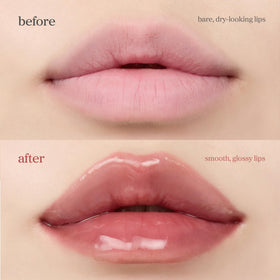 NOONI lip oil next to a coin showing compact travel-friendly size