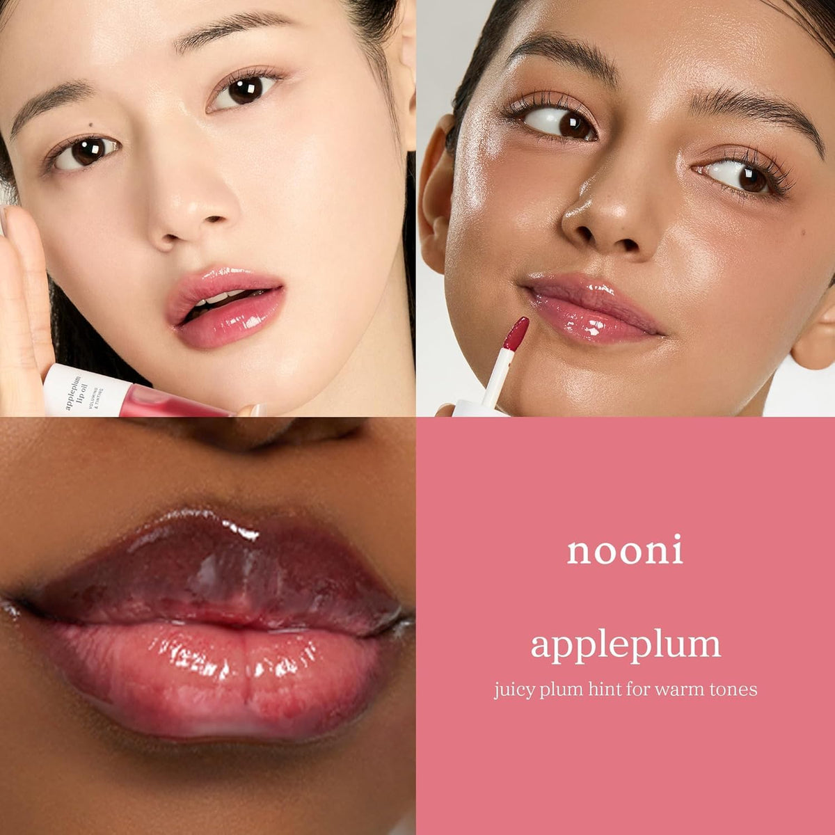 NOONI applying to lips with wand for precise application and instant hydration