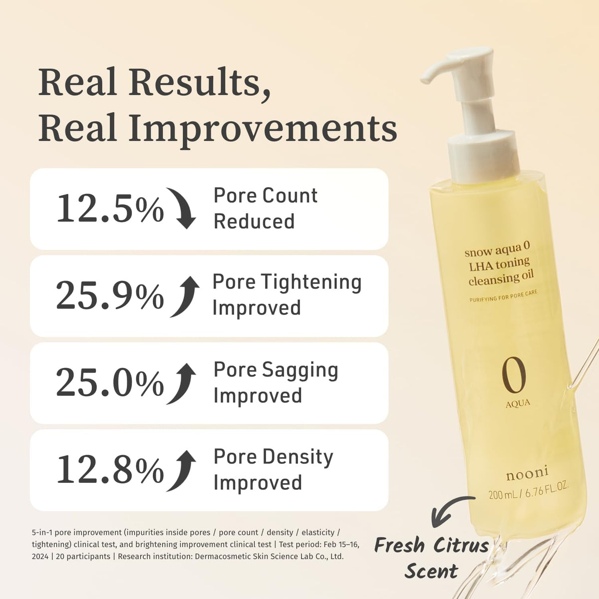NOONI cleansing oil in hand showing amount per use and convenient dosing benefit