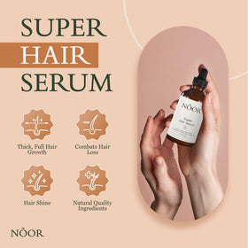 NOOR HAIR dropper dispensing serum illustrating precise application