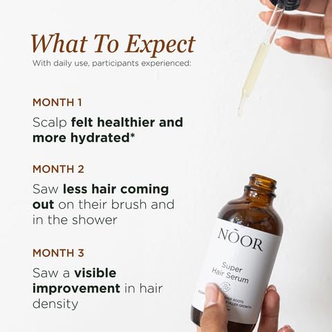 NOOR HAIR bottle in hand showing actual product size and portability