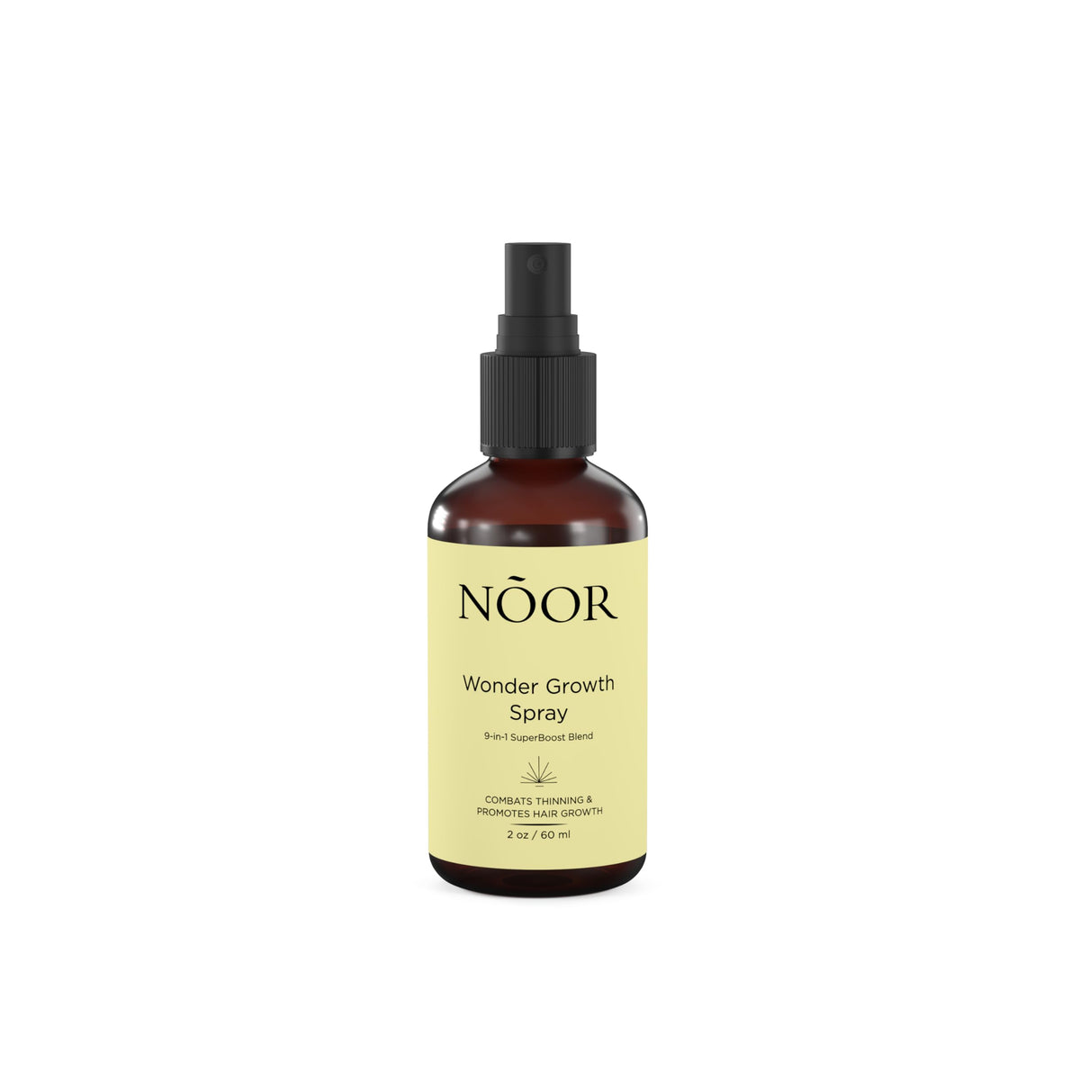 NOOR HAIR front bottle showing product design and everyday use benefit