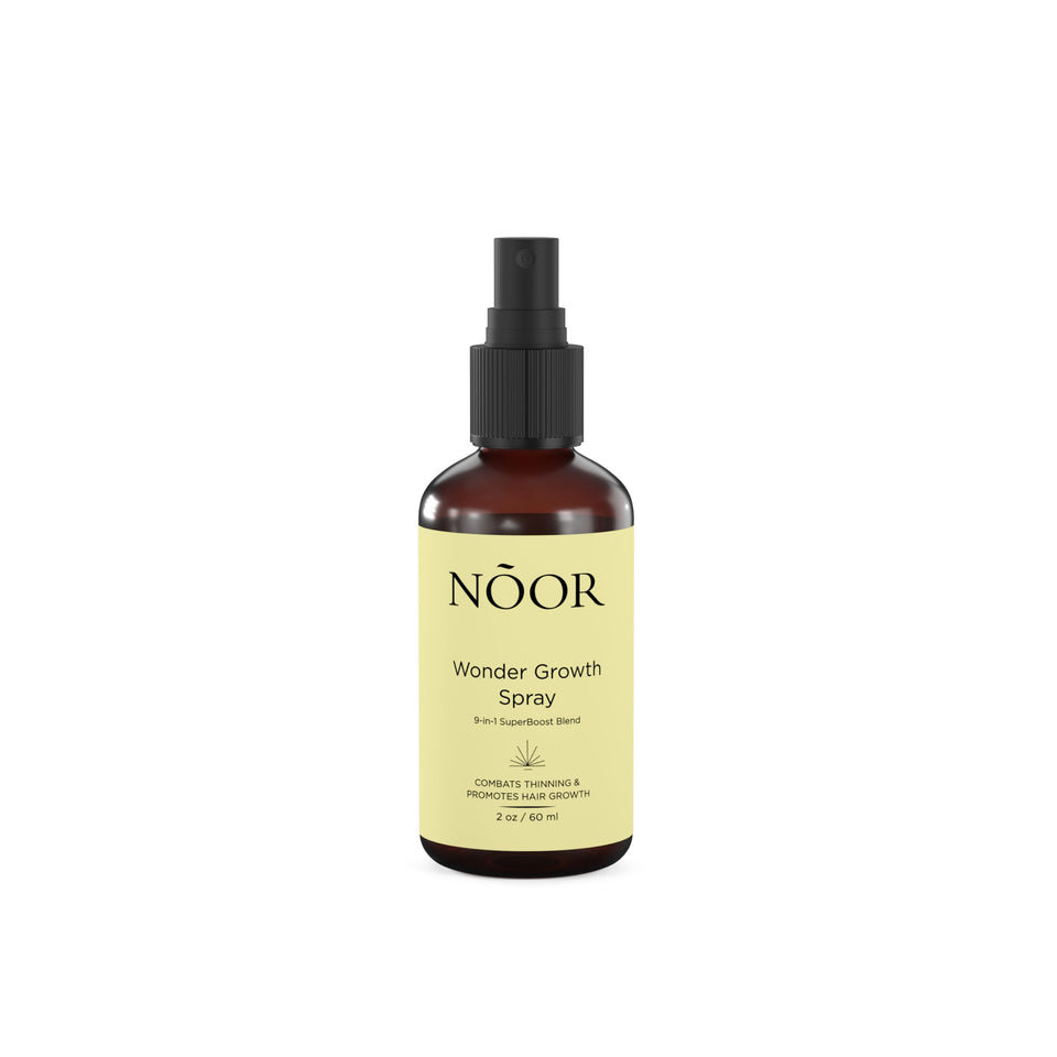 NOOR HAIR front bottle showing product design and everyday use benefit
