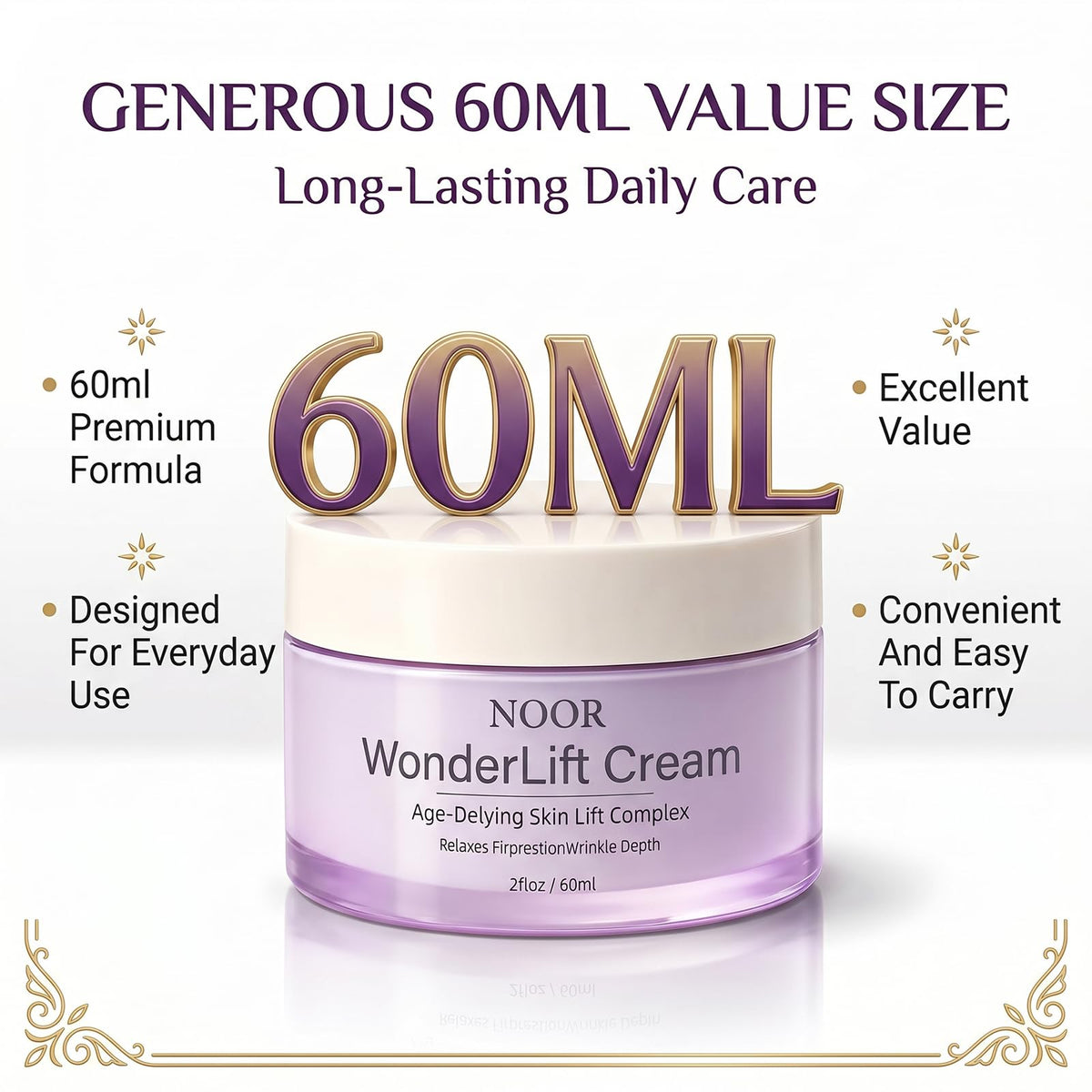 Noor Wonderlift on bathroom vanity staged with towel, suggests daily routine use
