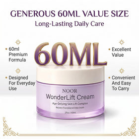 Noor Wonderlift on bathroom vanity staged with towel, suggests daily routine use
