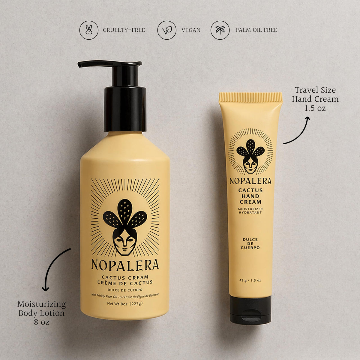 Hand holding 8 oz Nopalera bottle to show scale and travel-friendly convenience