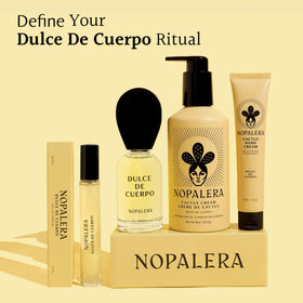 Applying Nopalera lotion on forearm, showing smooth hydration and non-greasy finish