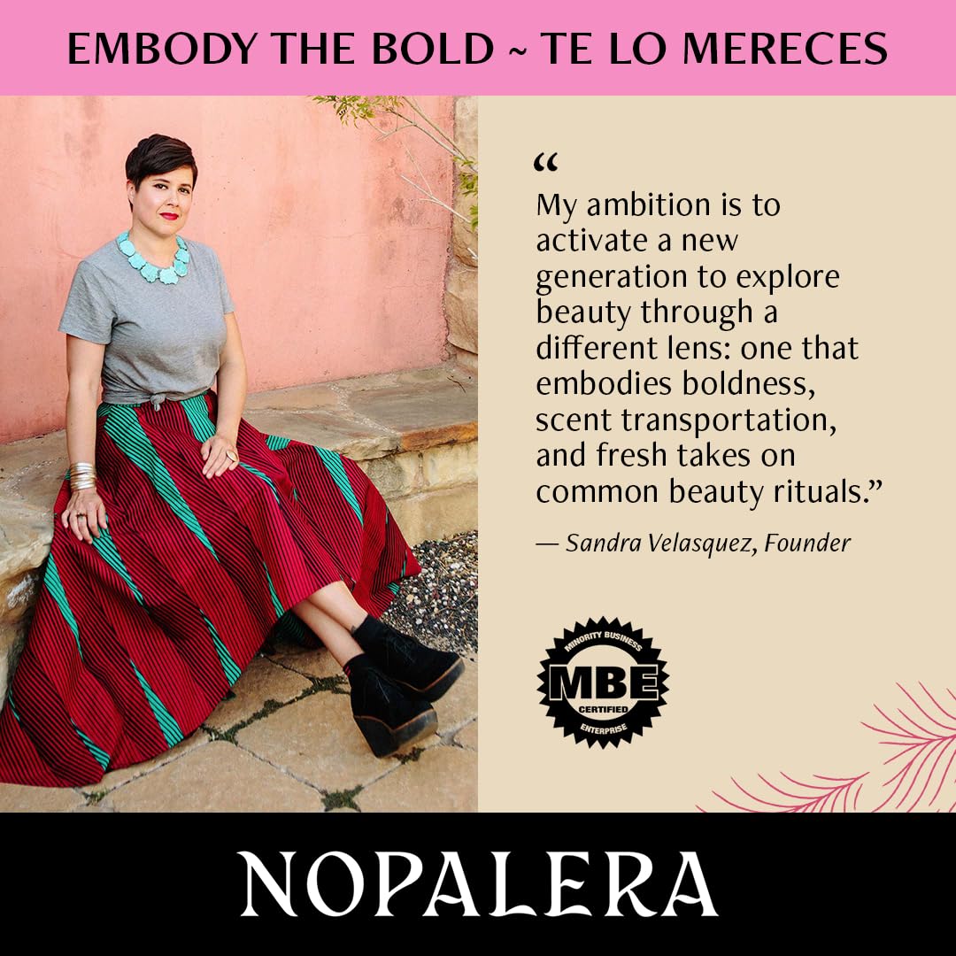 Vegan and cruelty-free badge next to Nopalera for ethical skincare reassurance
