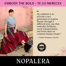 Vegan and cruelty-free badge next to Nopalera for ethical skincare reassurance