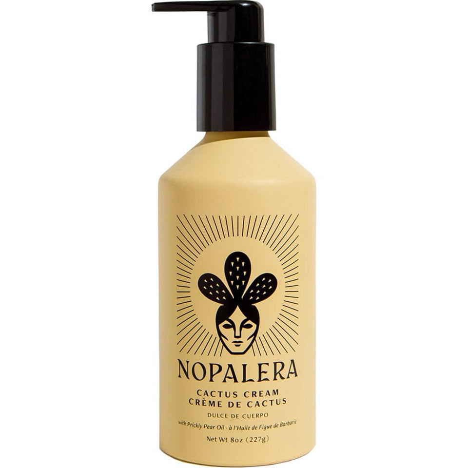 Nopalera bottle front view showing packaging and size, highlighting moisturizing benefits