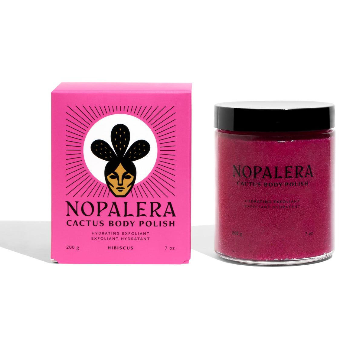 Nopalera jar front view showing label and floral scent benefits