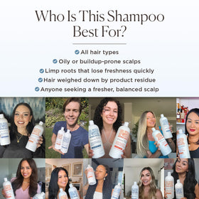 Nora Ross man using shampoo in bath showing effective unisex cleansing