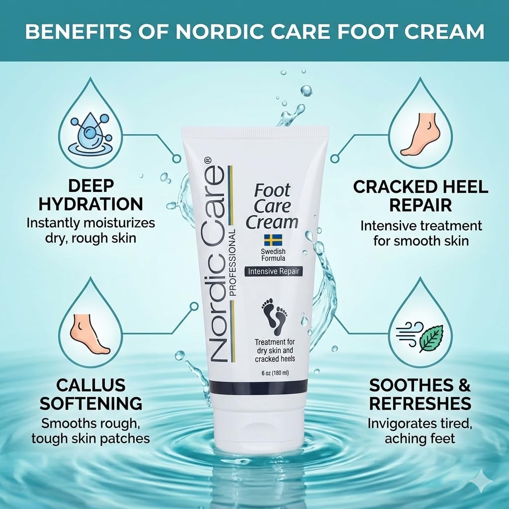 Nordic Care applied to heel showing targeted relief and softer skin