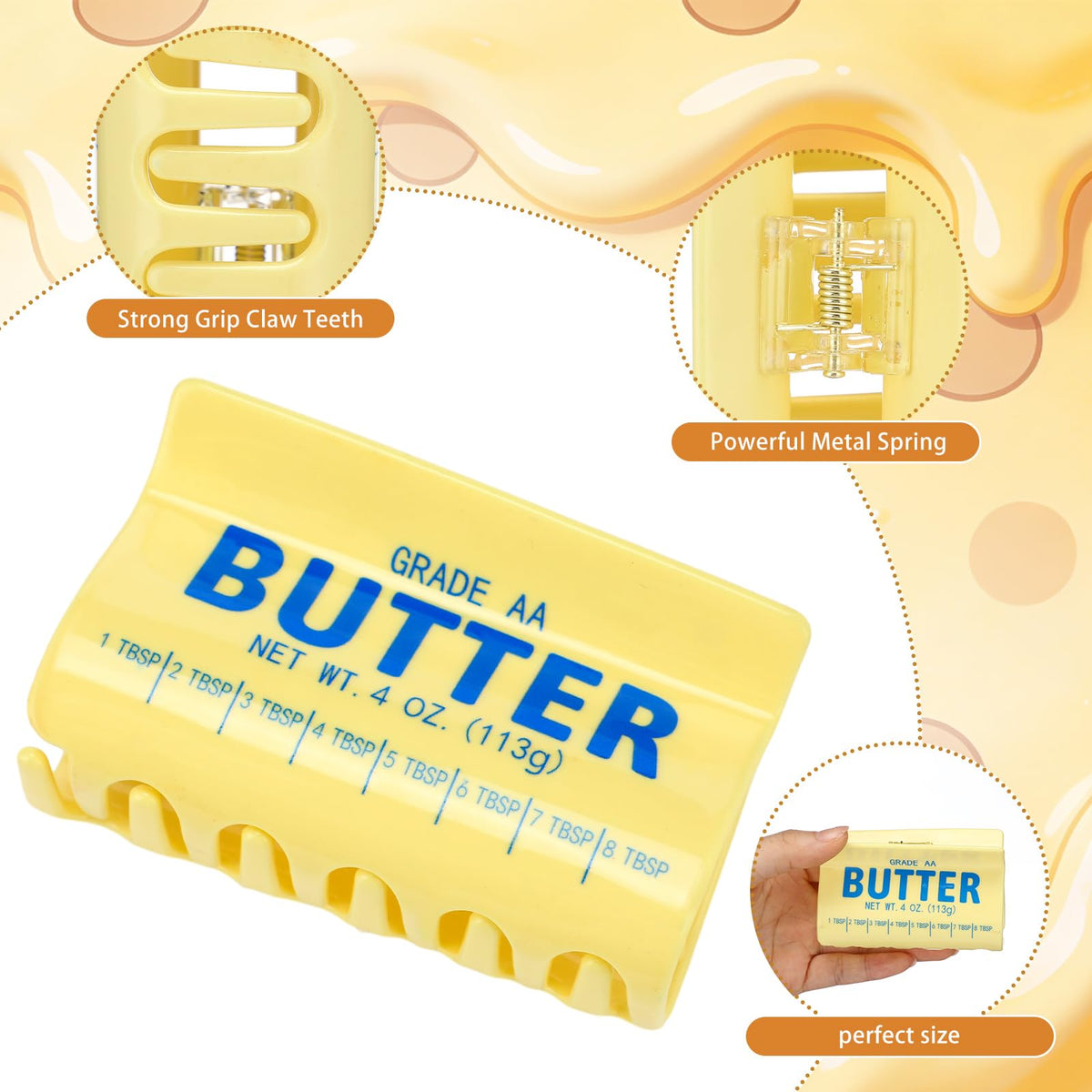 Norme butter clip used in a half-up hairstyle demonstrating secure styling