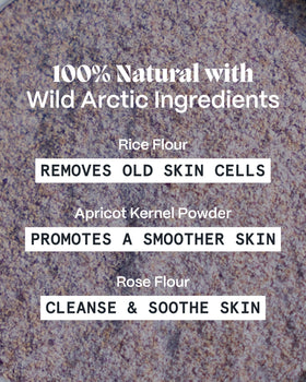 Norse Organics apricot kernel detail highlighting natural polishing benefit