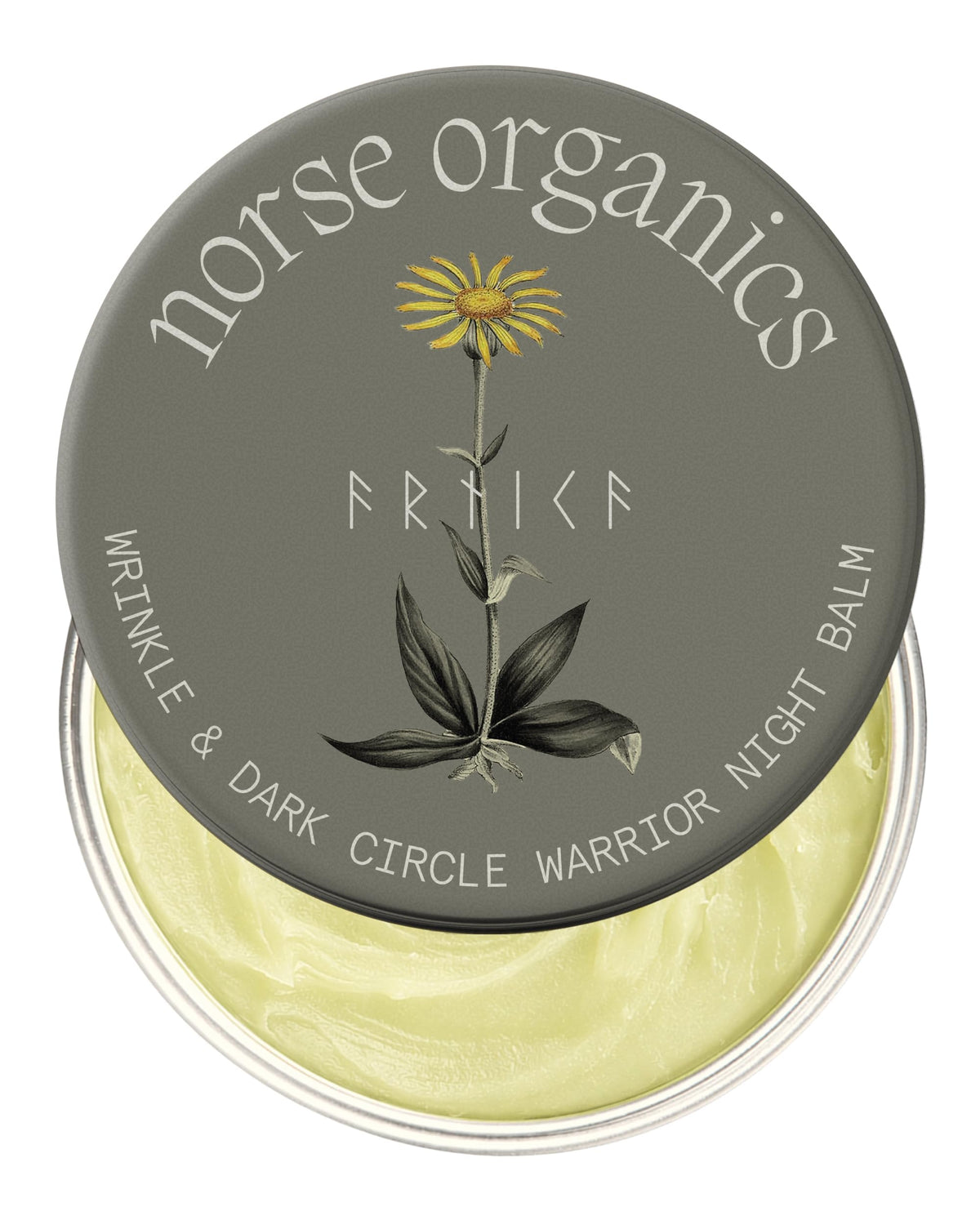 Norse Organics jar front view showing product and brand for confident application