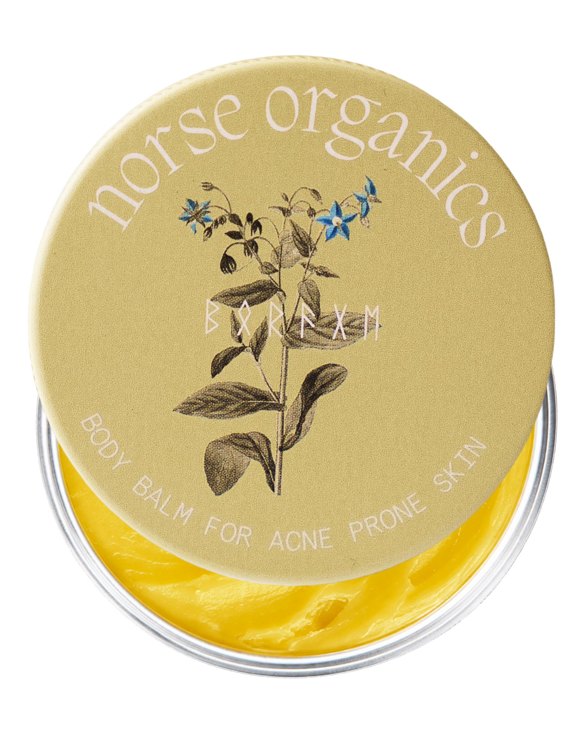 Norse Organics front packaging showing compact balm and clear labeling benefits