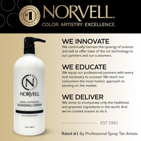 Norvell barrier cream in salon setting portraying professional pre-tan preparation