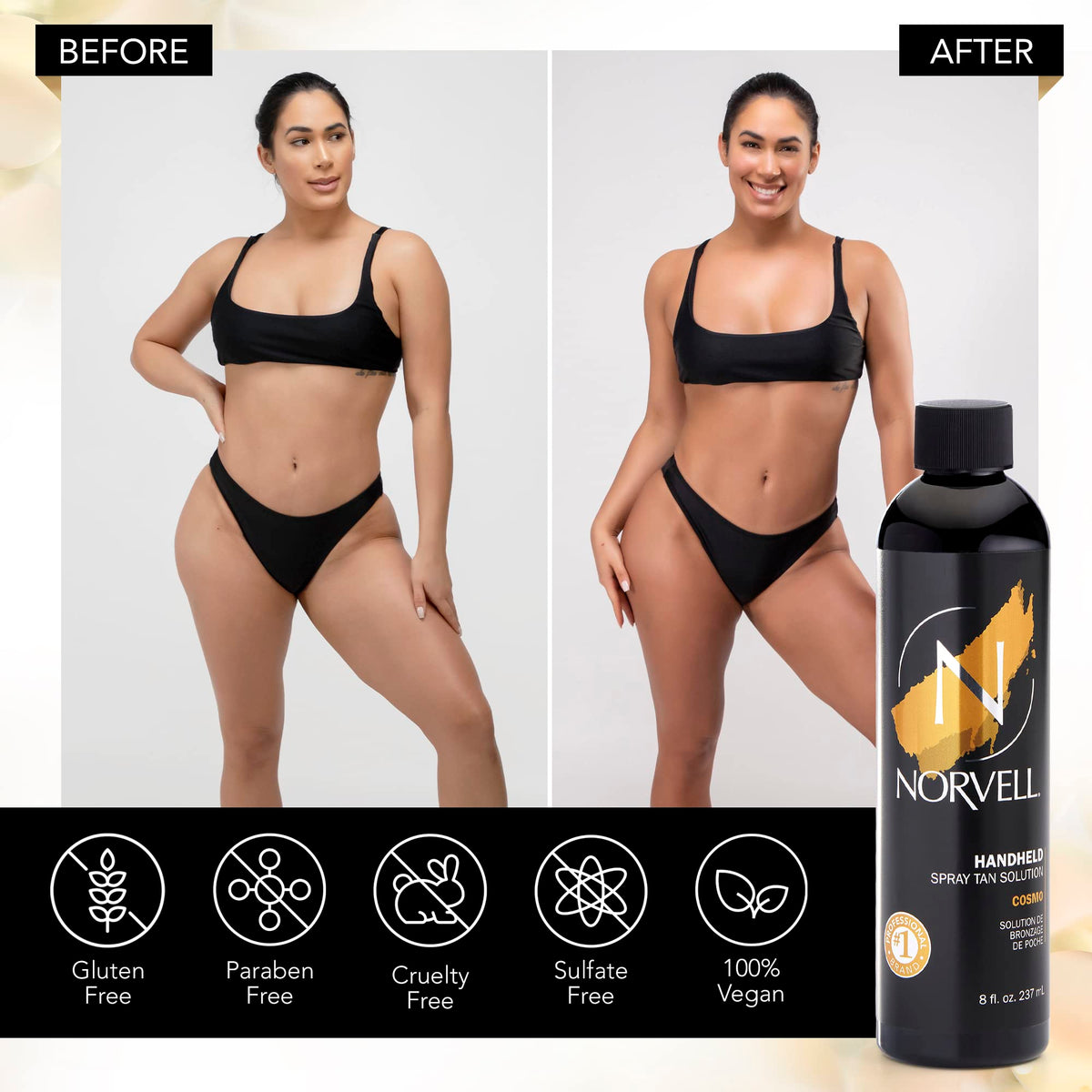 Norvell Cosmo product label closeup highlighting ingredients and clean-beauty benefits