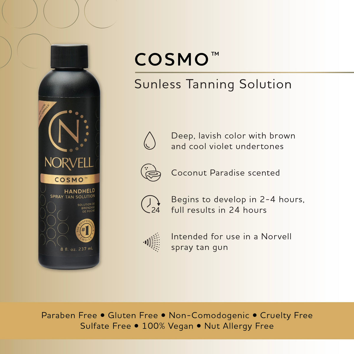 Norvell Cosmo spray nozzle closeup demonstrating fine mist application benefit