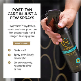 Norvell Hydrofirm on skin before and after showing smoother tan finish