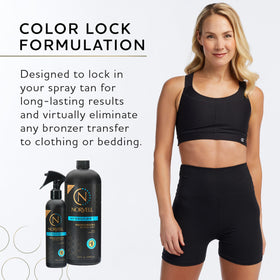 Norvell spray mid-application on skin for smoother tan finish