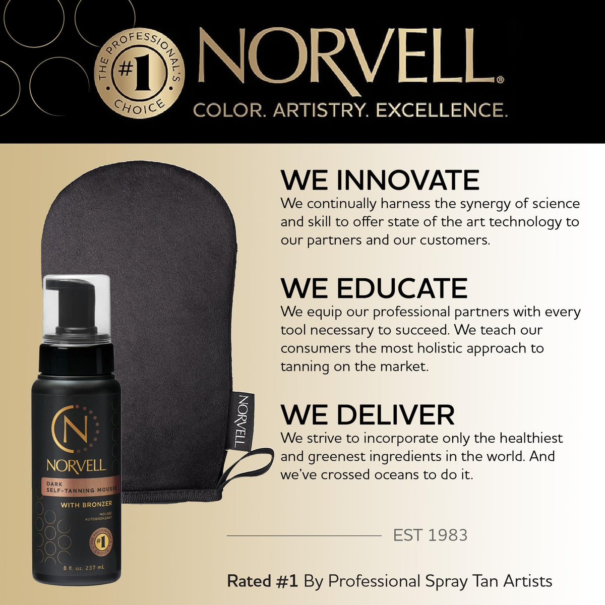 Norvell bronzed legs in beach setting showing salon-quality glow