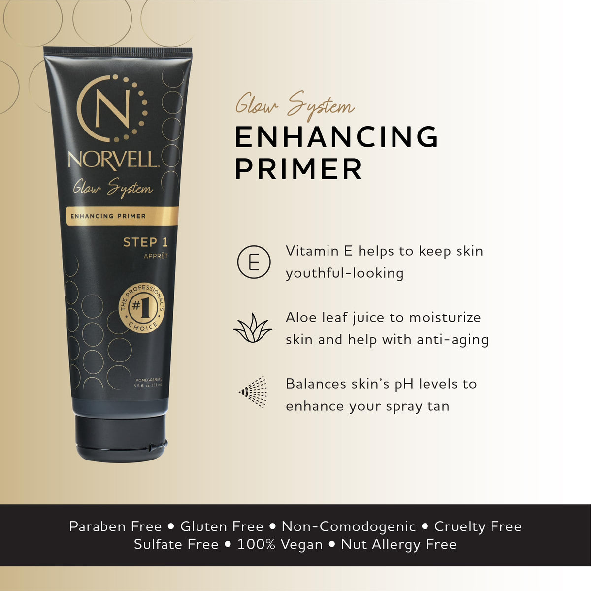 Norvell pre-tan primer texture dispensed from pump for lightweight hydration