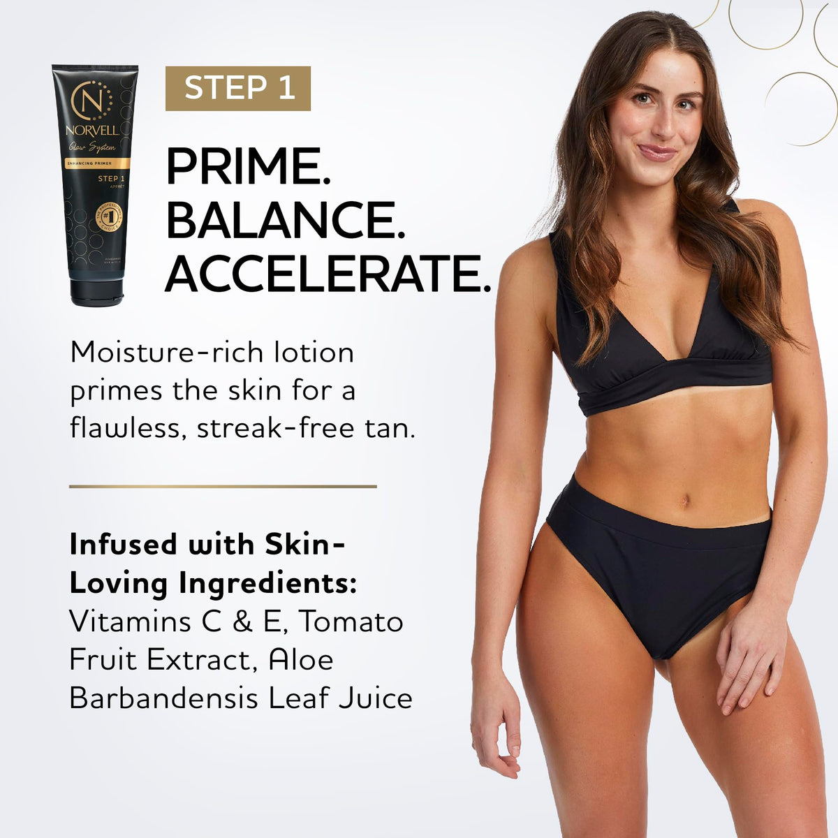Norvell primer used before spray tan demonstrating improved tan development