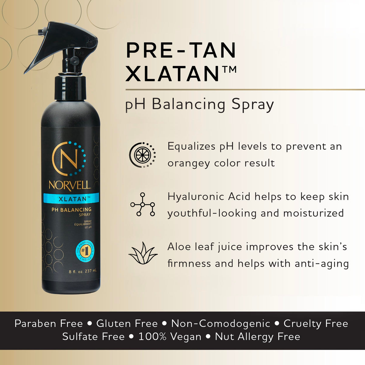 Norvell close spray nozzle delivering even mist for consistent tanning