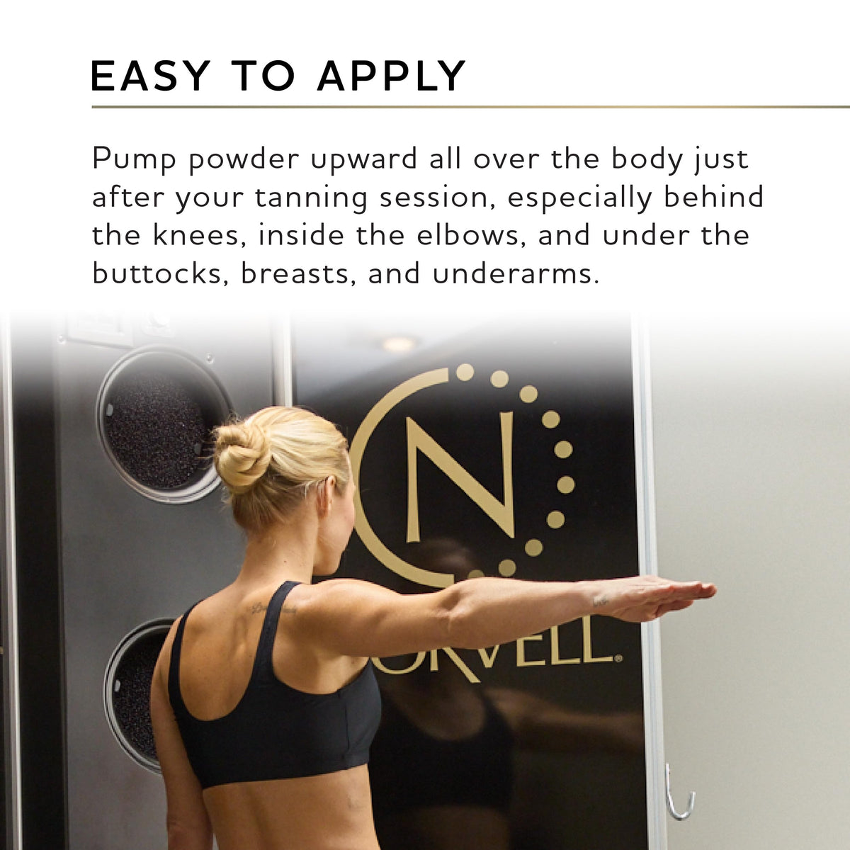Norvell Tan-Lucent label close-up listing talc-free clean formula benefit