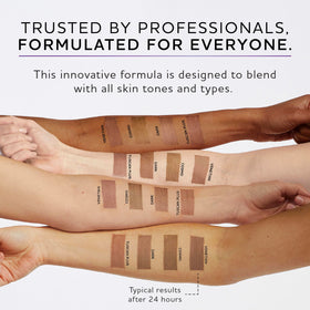 Norvell Venetian before and after on forearm showing natural cool bronze result benefit