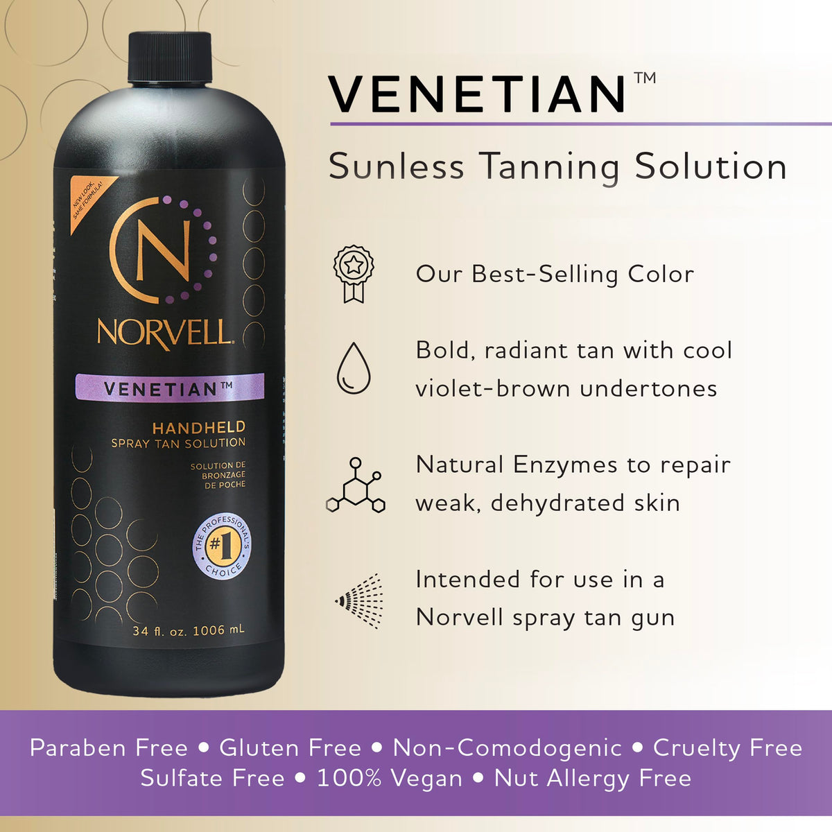 Norvell Venetian solution close-up texture highlighting smooth sprayable formula benefit