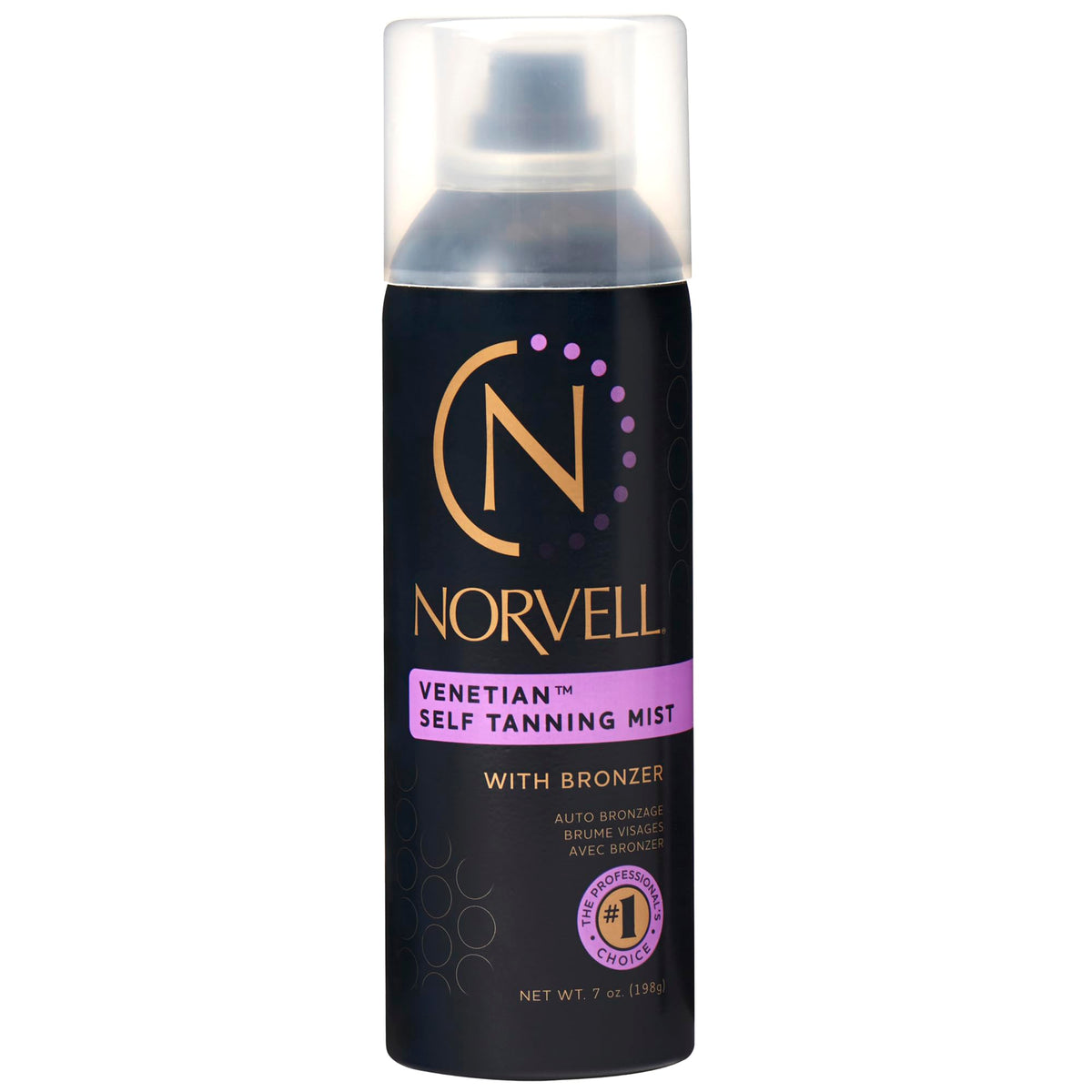 Norvell front packaging showing bottle and product benefit of instant bronze