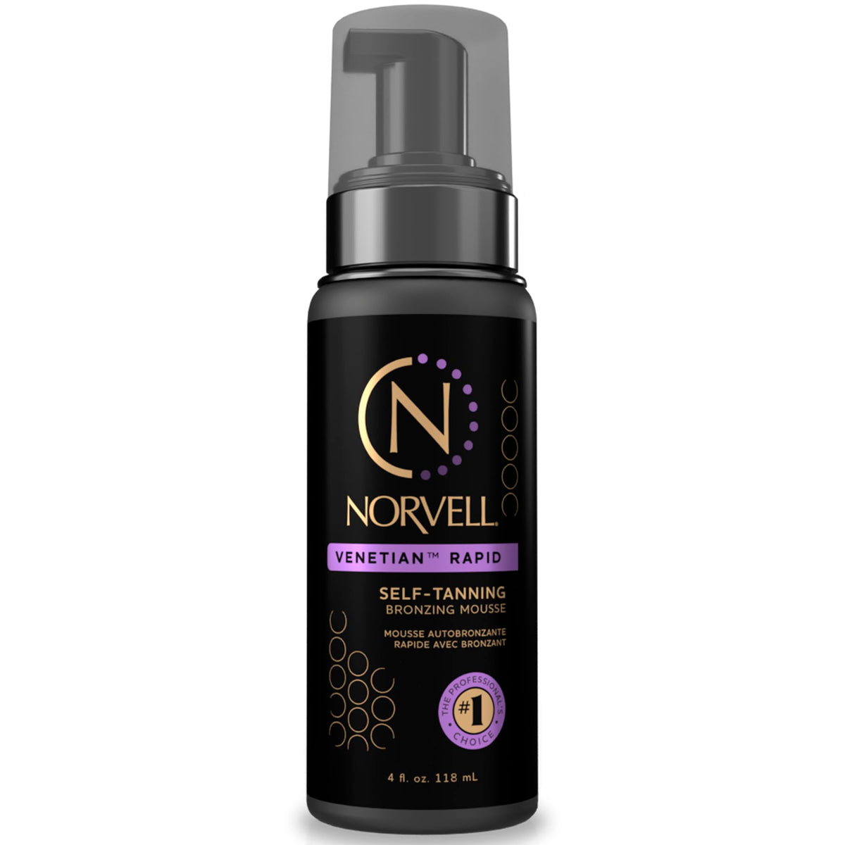 Norvell Venetian mousse front bottle showing product and easy dosing benefit