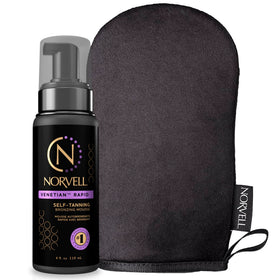Norvell front package showing mousse and mitt, highlights professional results