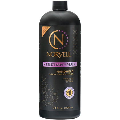 Norvell Venetian Plus front bottle showing label and deep bronze benefit