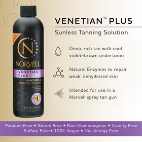 Norvell label close-up highlighting ingredient claims and VIO-7 undertone technology benefits