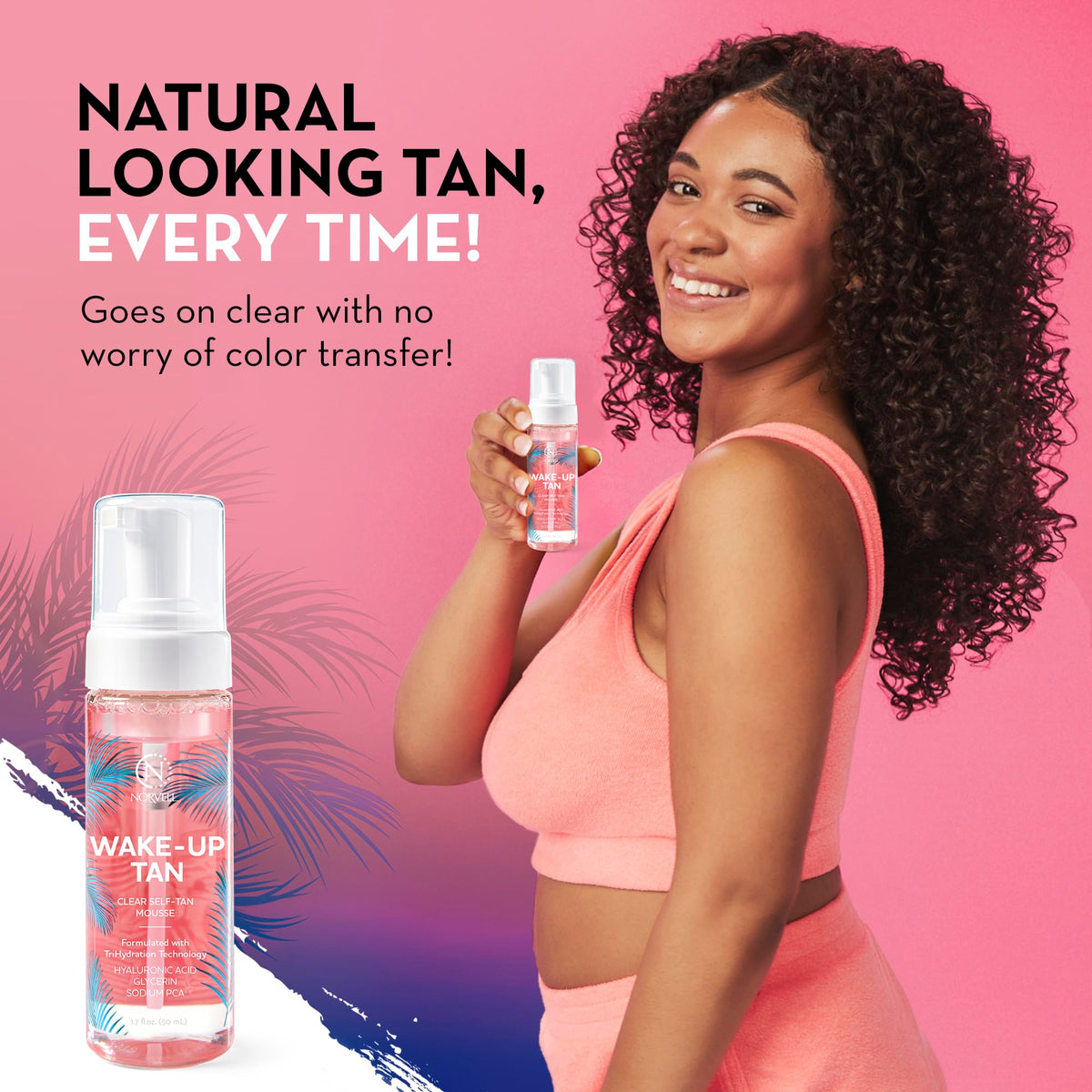 Norvell before and after arm comparison showing natural gradual tan