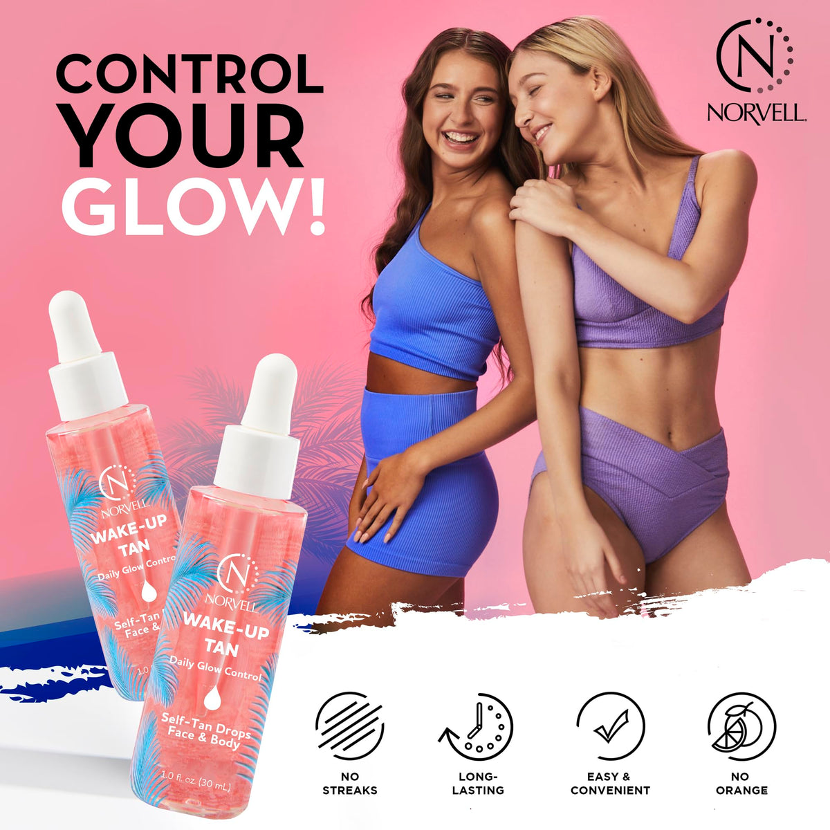 Norvell drops blended into moisturizer illustrating even mixability