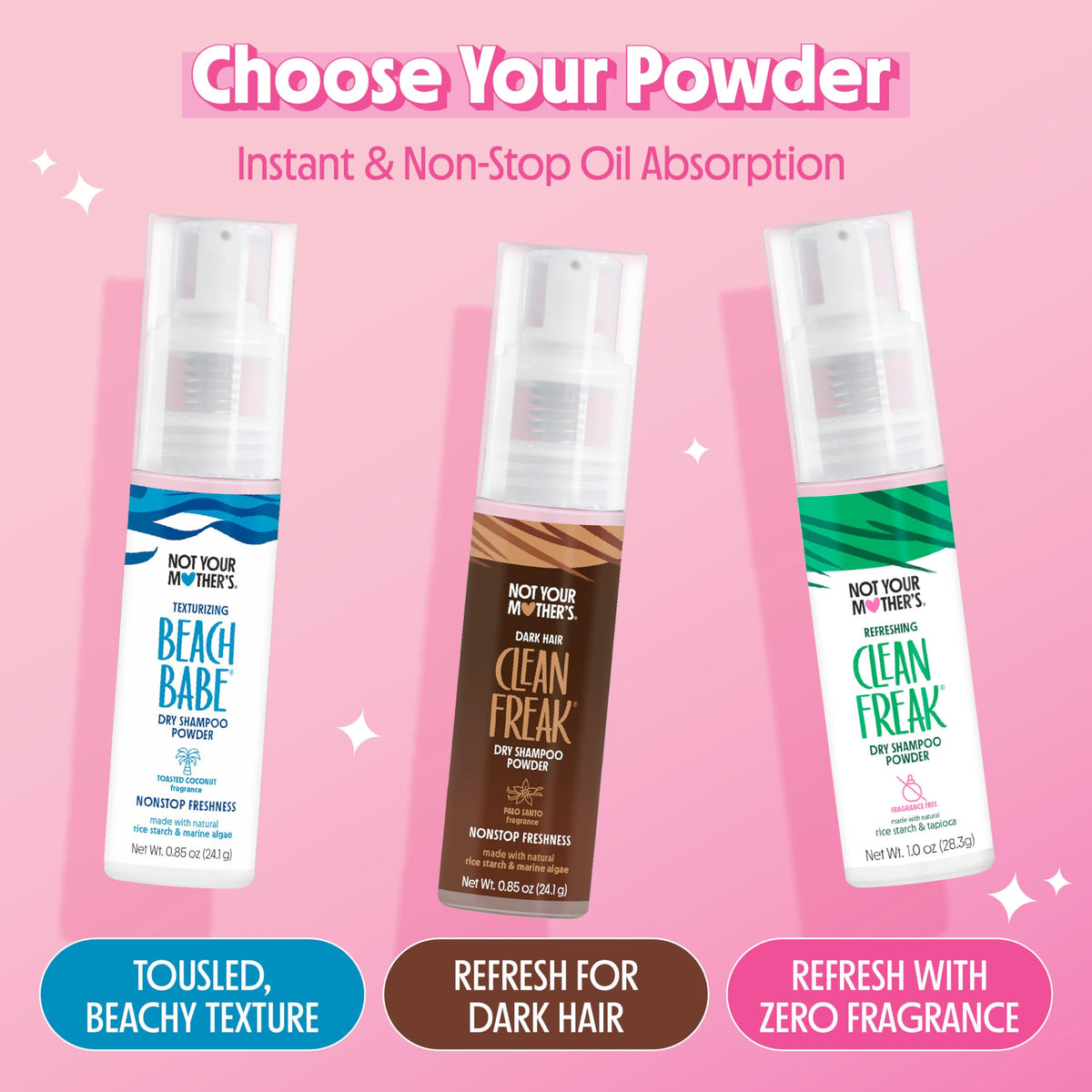 Not Your Mother's compact jars inside a handbag for convenient touch-ups