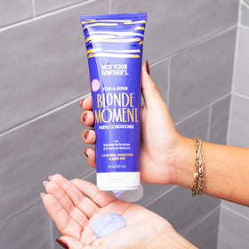 Not Your Mother's purple shampoo texture showing pigment and lather benefit