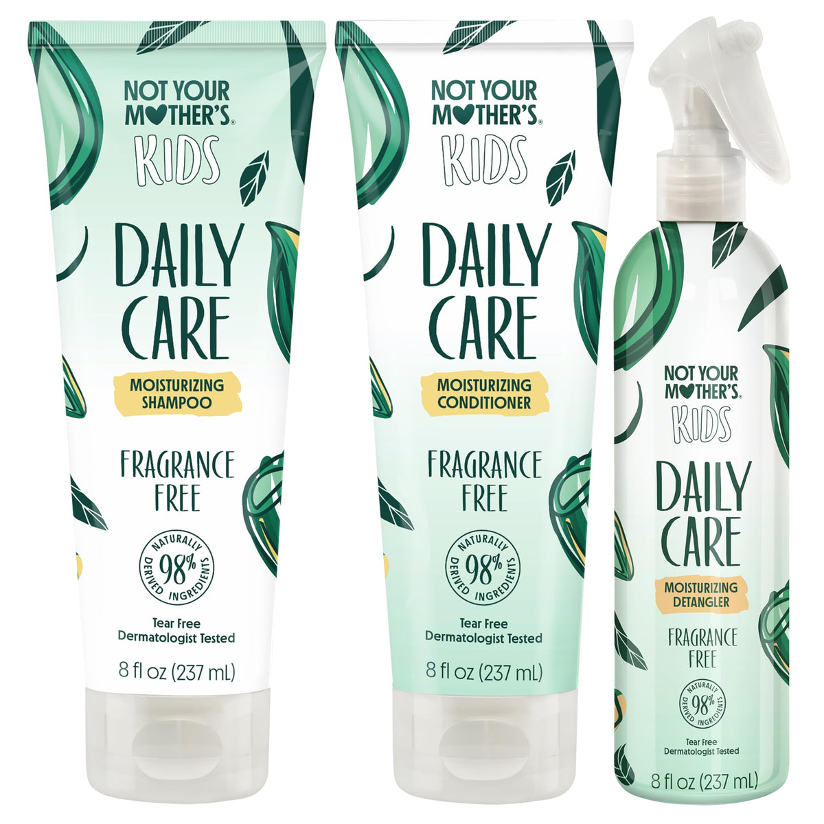 Not Your Mother's bundle front packaging showing three fragrance free bottles and benefits
