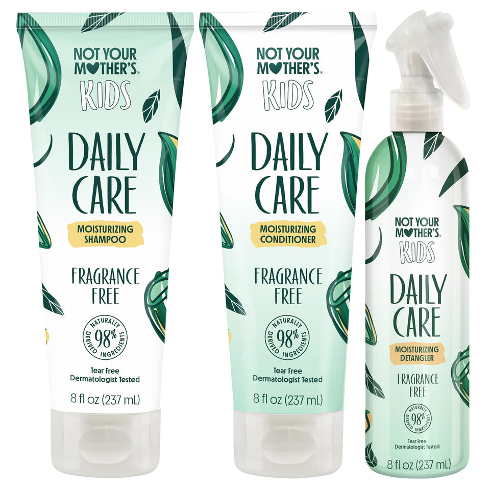 Not Your Mother's bundle front packaging showing three fragrance free bottles and benefits